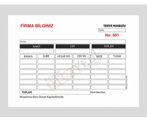 TEDİYE MAKBUZU