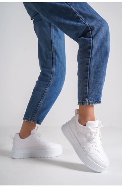 ALESSI Bağcıklı Ortopedik Taban Kadın Sneaker Spor Ayakkabı CBT - Beyaz