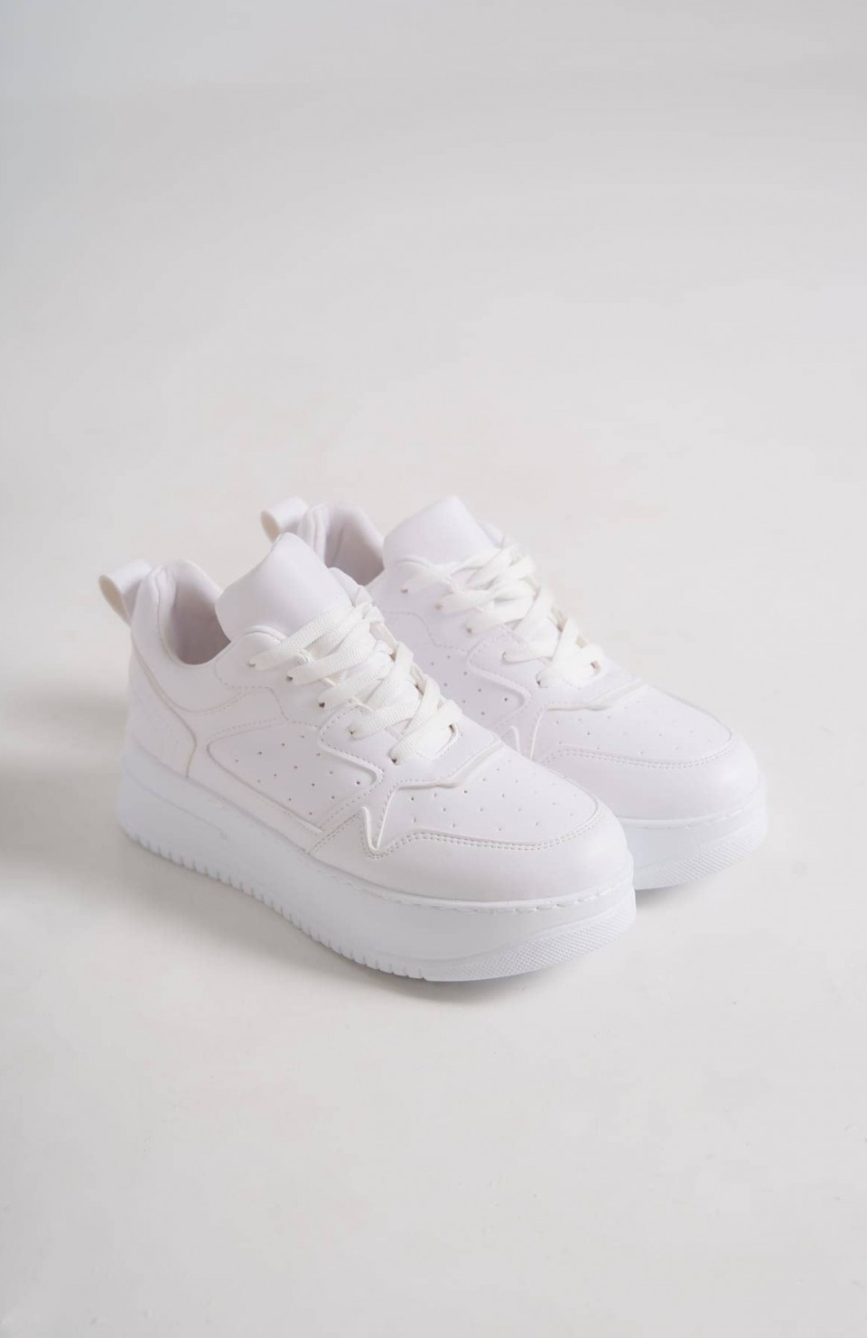 ALESSI Bağcıklı Ortopedik Taban Kadın Sneaker Spor Ayakkabı CBT - Beyaz