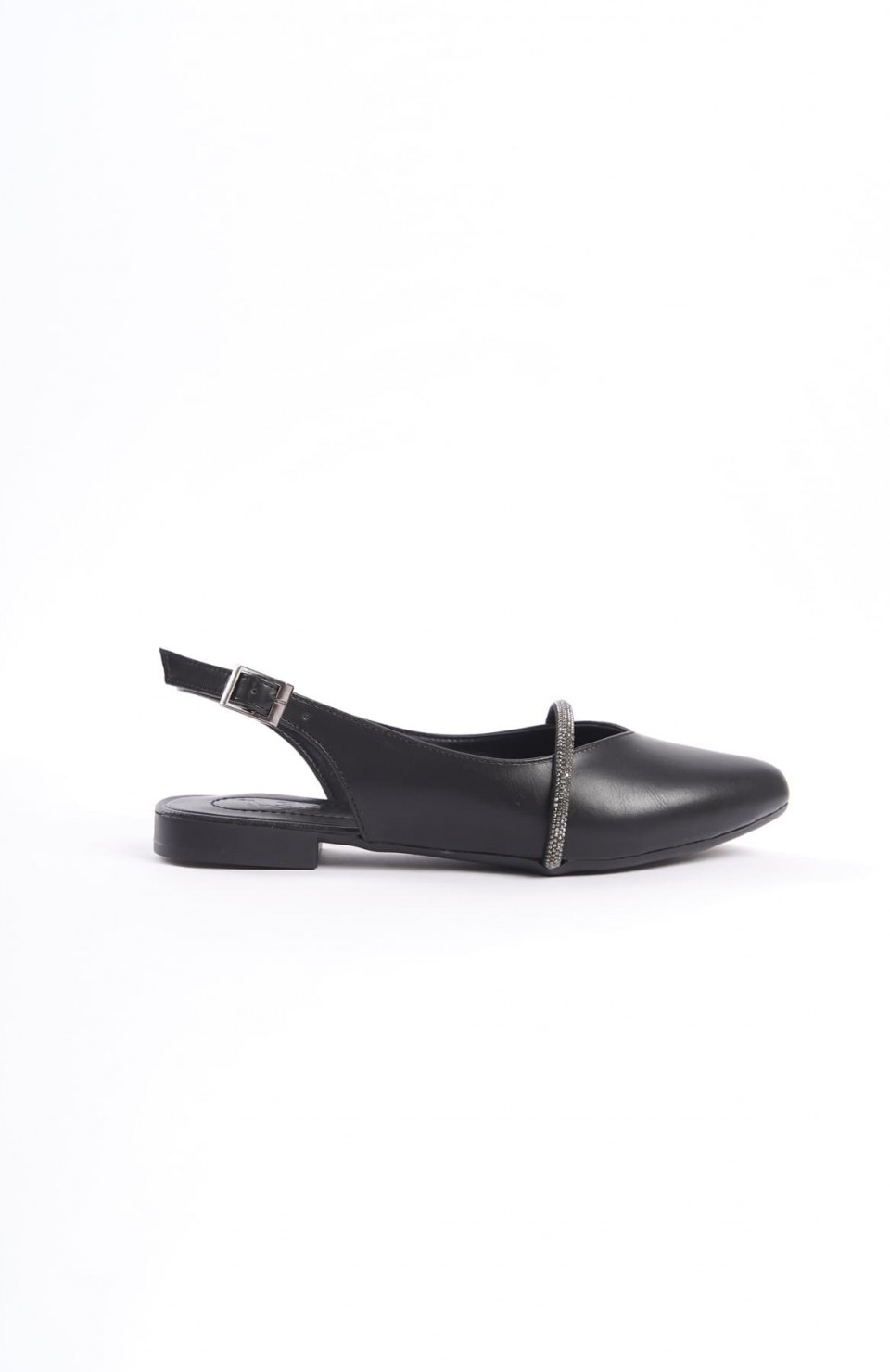 ALLISON Tokalı Ortopedik Rahat Taban Taş Detaylı Kadın Babet Ayakkabı  CST - Siyah