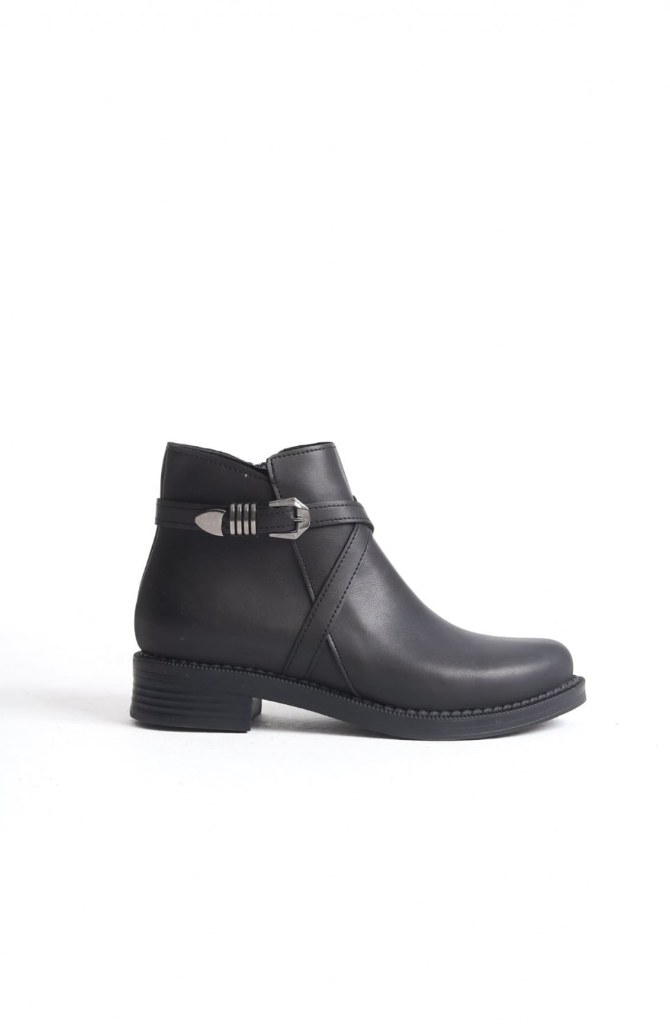 ALMILA Fermuarlı Lastikli Ortopedik Taban Topuklu Kadın Bot CST - Siyah