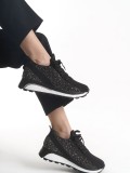 ALYA Bağcıklı Ortopedik Taban Taşlı Kadın Sneaker Spor Ayakkabı CBT - Siyah Somersan Giyim | Kadın, Erkek ve Çocuk Moda