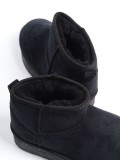 AMELIA Bağcıksız Düz ve Kalın Taban İçi Kürklü Kısa Süet Kadın Bot  SST - Siyah