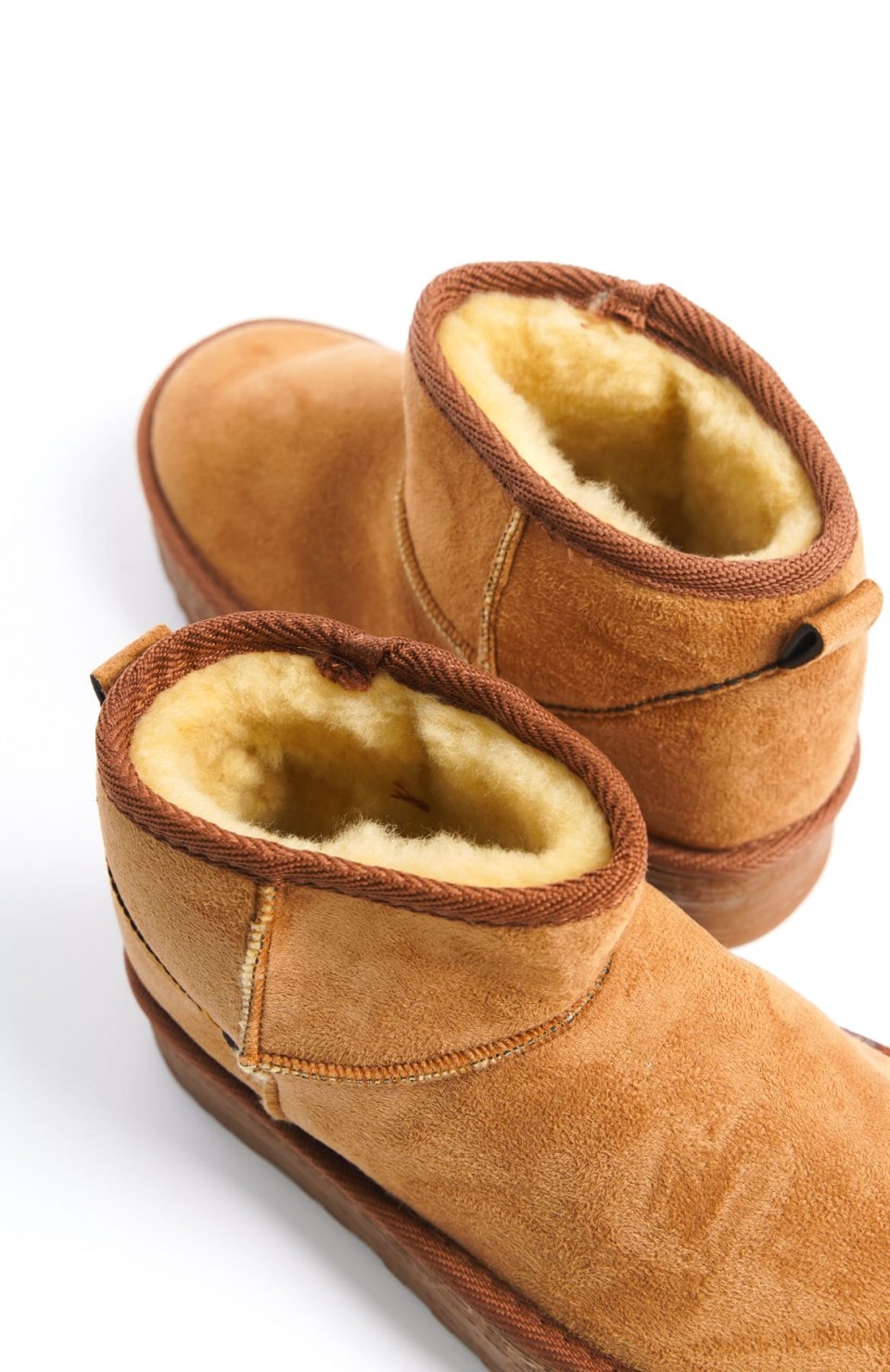 AMELIA Bağcıksız Düz ve Kalın Taban İçi Kürklü Kısa Süet Kadın Bot  STT - Taba