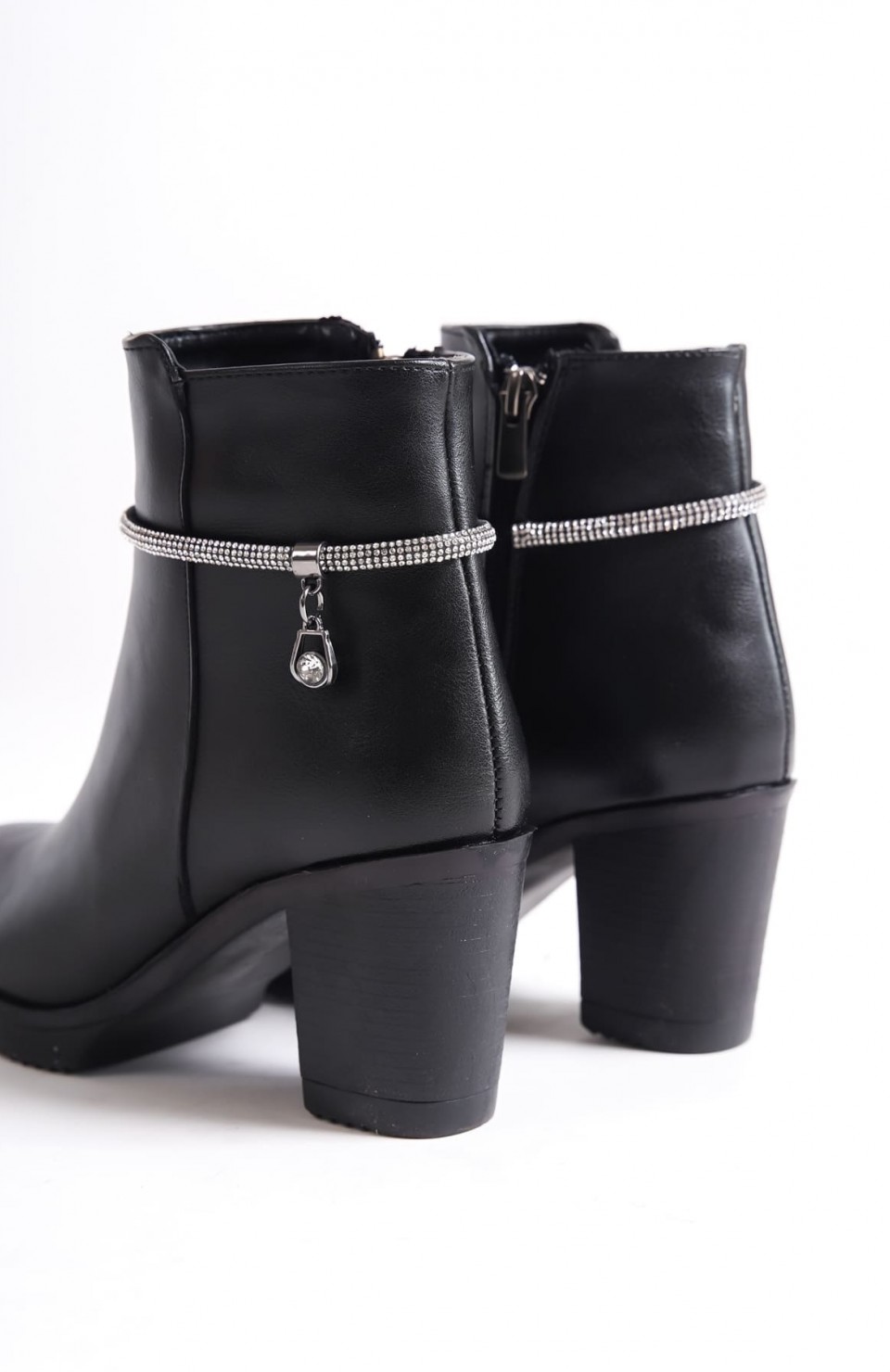 ARIA Fermuarlı Ortopedik Taban Taşlı Topuklu Kadın Bot CST - Siyah