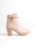 ARIA Fermuarlı Ortopedik Taban Taşlı Topuklu Kadın Bot CTT - Ten