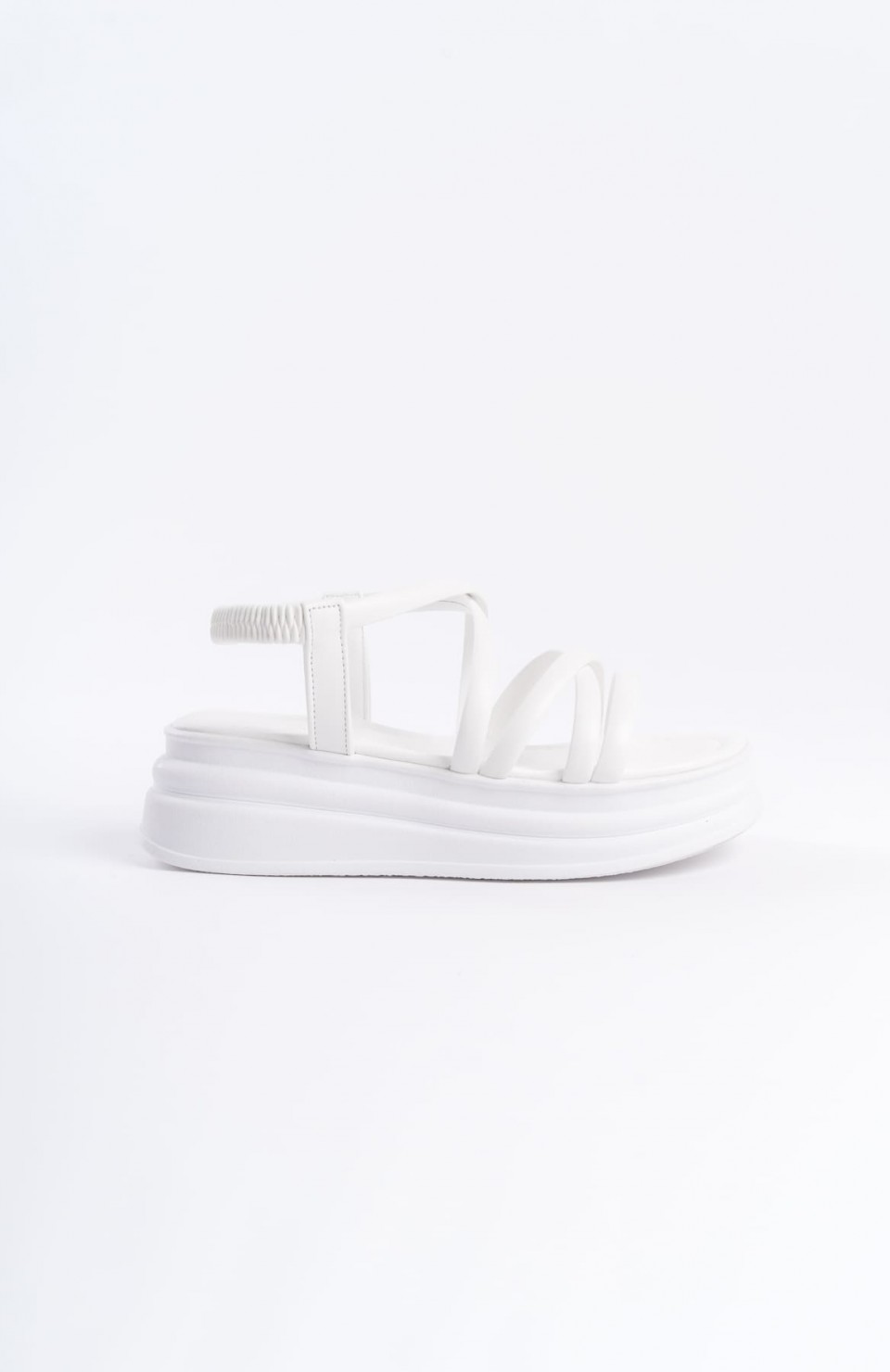 BELLA Lastikli Şerit Detaylı Ortopedik Taban Kadın Sandalet CBT - Beyaz