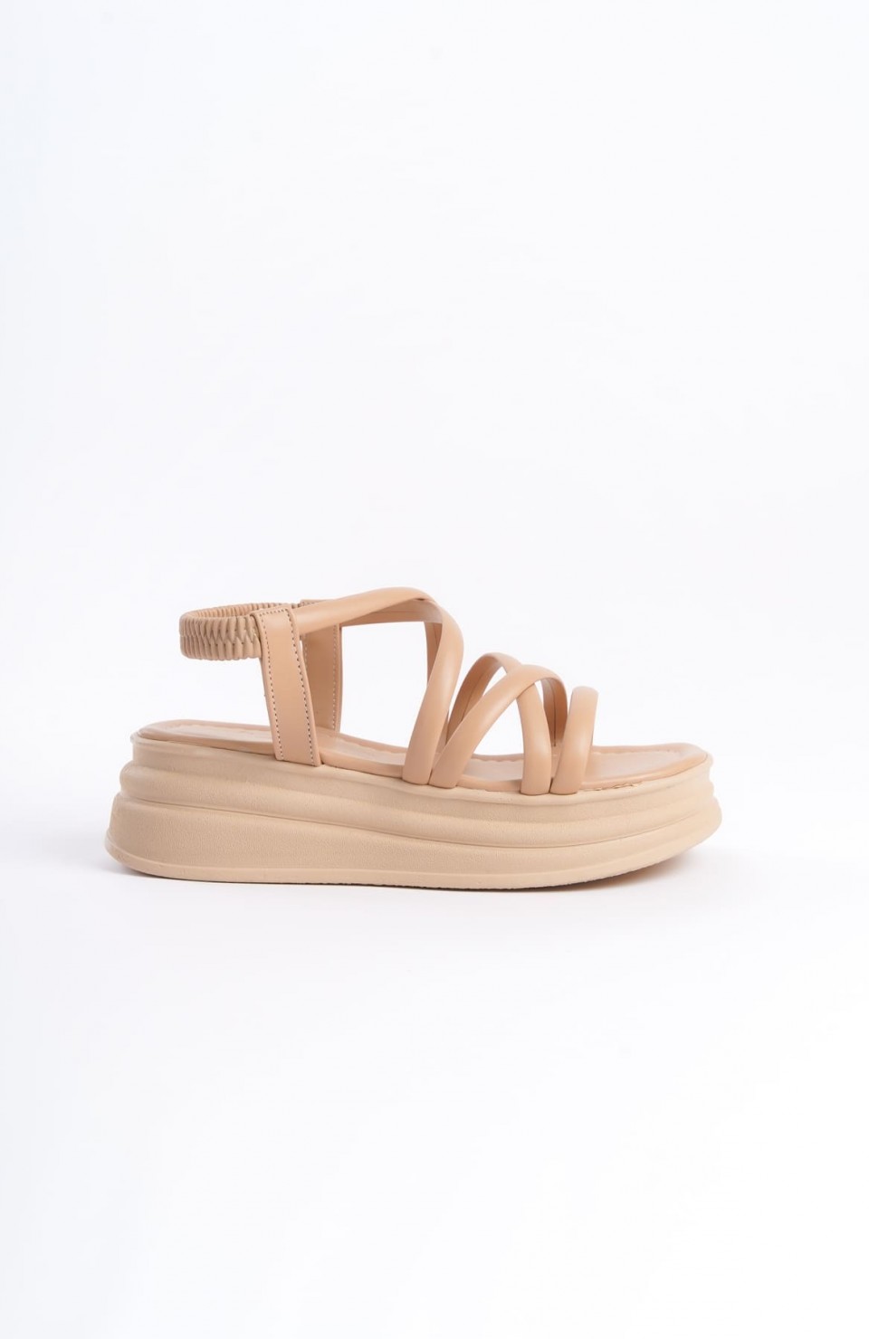 BELLA Lastikli Şerit Detaylı Ortopedik Taban Kadın Sandalet  CTT - Ten