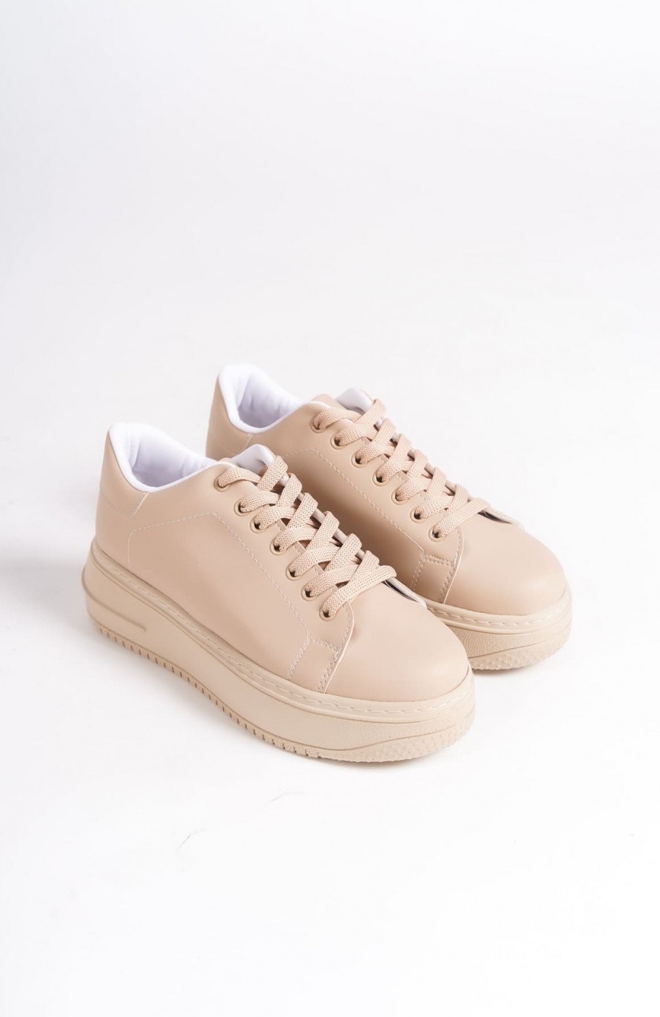 BIANA Bağcıklı Ortopedik Taban Kadın Sneaker Spor Ayakkabı CTT - Ten