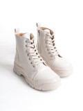 BLOOM Bağcıklı Fermuarlı Ortopedik Taban Kadın Bot  CKT - Krem