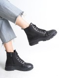 BLOOM Bağcıklı Fermuarlı Ortopedik Taban Kadın Bot CST - Siyah
