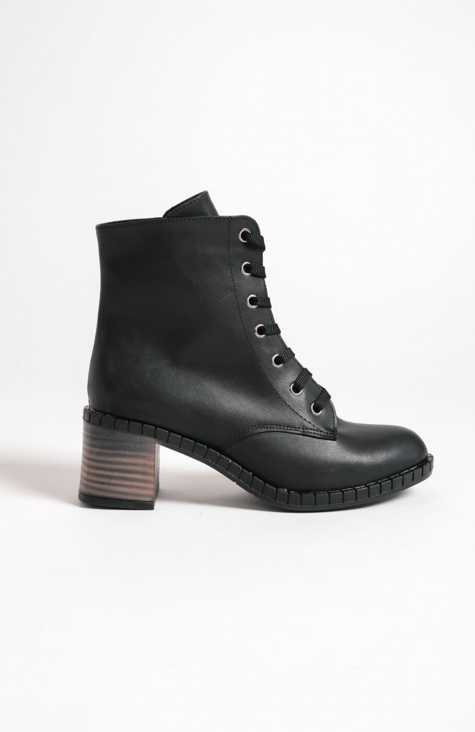 DIANA Bağcıklı Fermuarlı Ortopedik Taban Topuklu Kadın Bot CST - Siyah