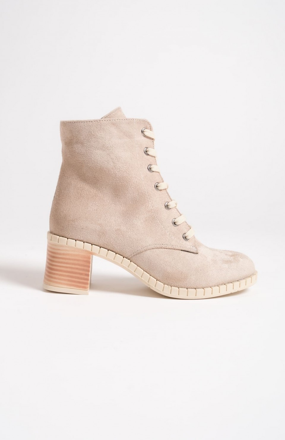 DIANA Bağcıklı Fermuarlı Ortopedik Taban Topuklu Süet Kadın Bot STT - Ten