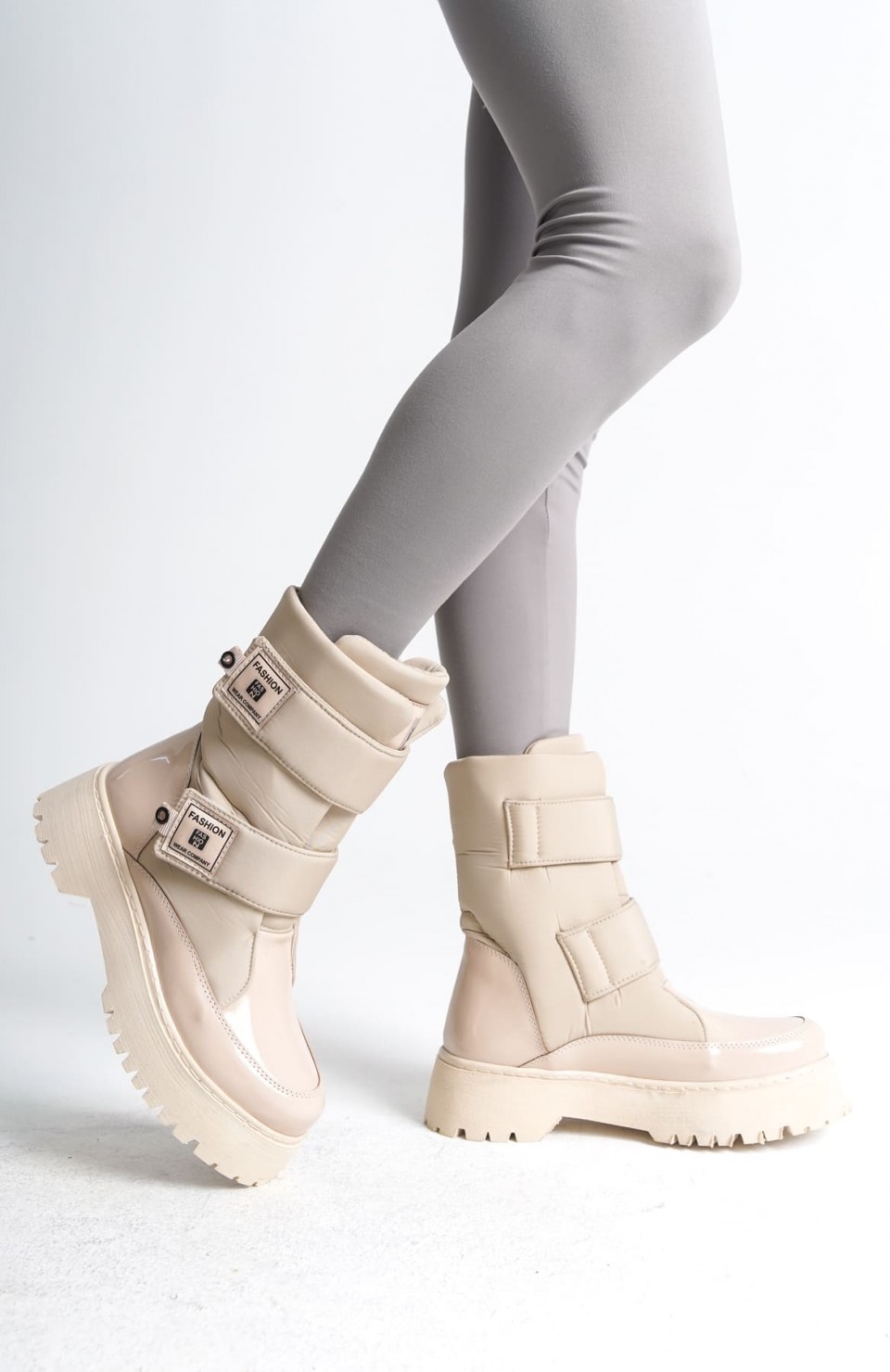 ELISA Cırt Cırtlı  Paraşüt Kumaş Rugan Kadın Bot RKT - Krem