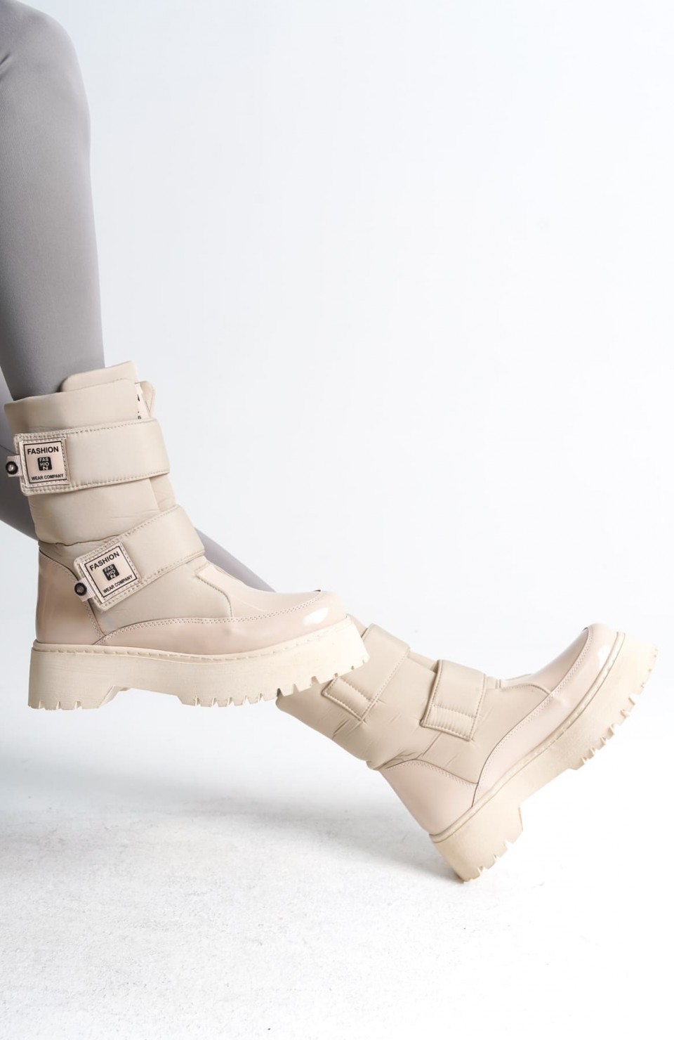 ELISA Cırt Cırtlı  Paraşüt Kumaş Rugan Kadın Bot RKT - Krem