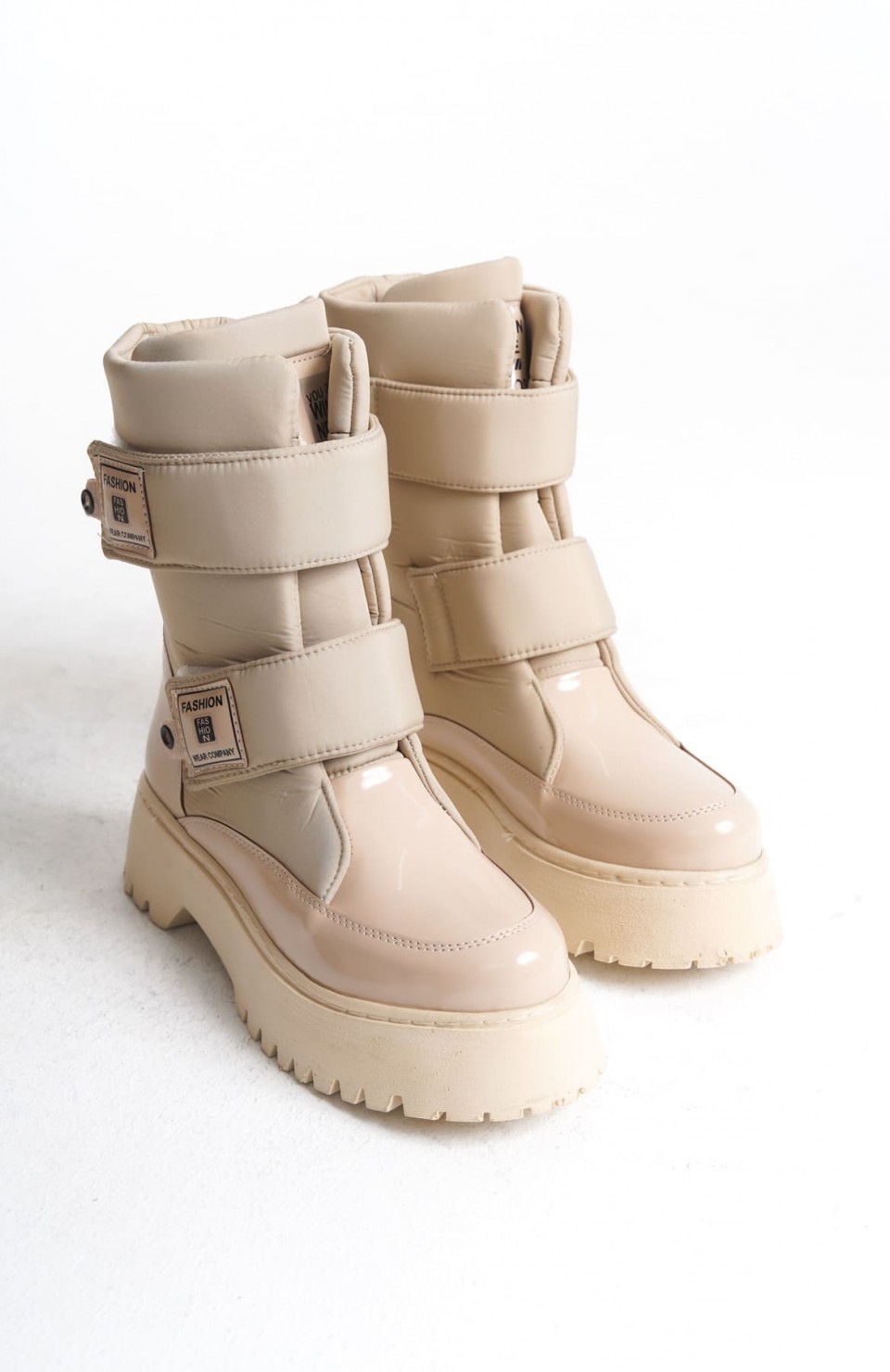 ELISA Cırt Cırtlı  Paraşüt Kumaş Rugan Kadın Bot RKT - Krem