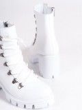 EMMA Bağcıklı Fermuarlı Ortopedik Taban Topuklu Kadın Bot CBT - Beyaz