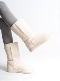 FREYA Bağcıksız Düz Taban İçi Kürklü Süet Kadın Bot  SKT - Krem