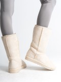 FREYA Bağcıksız Düz Taban İçi Kürklü Süet Kadın Bot  SKT - Krem