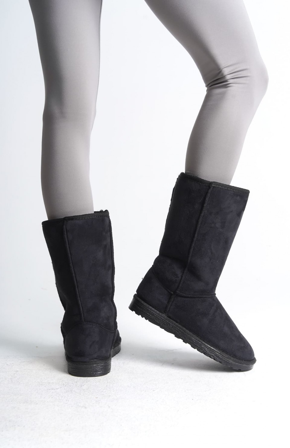 FREYA Bağcıksız Düz Taban İçi Kürklü Süet Kadın Bot  SST - Siyah