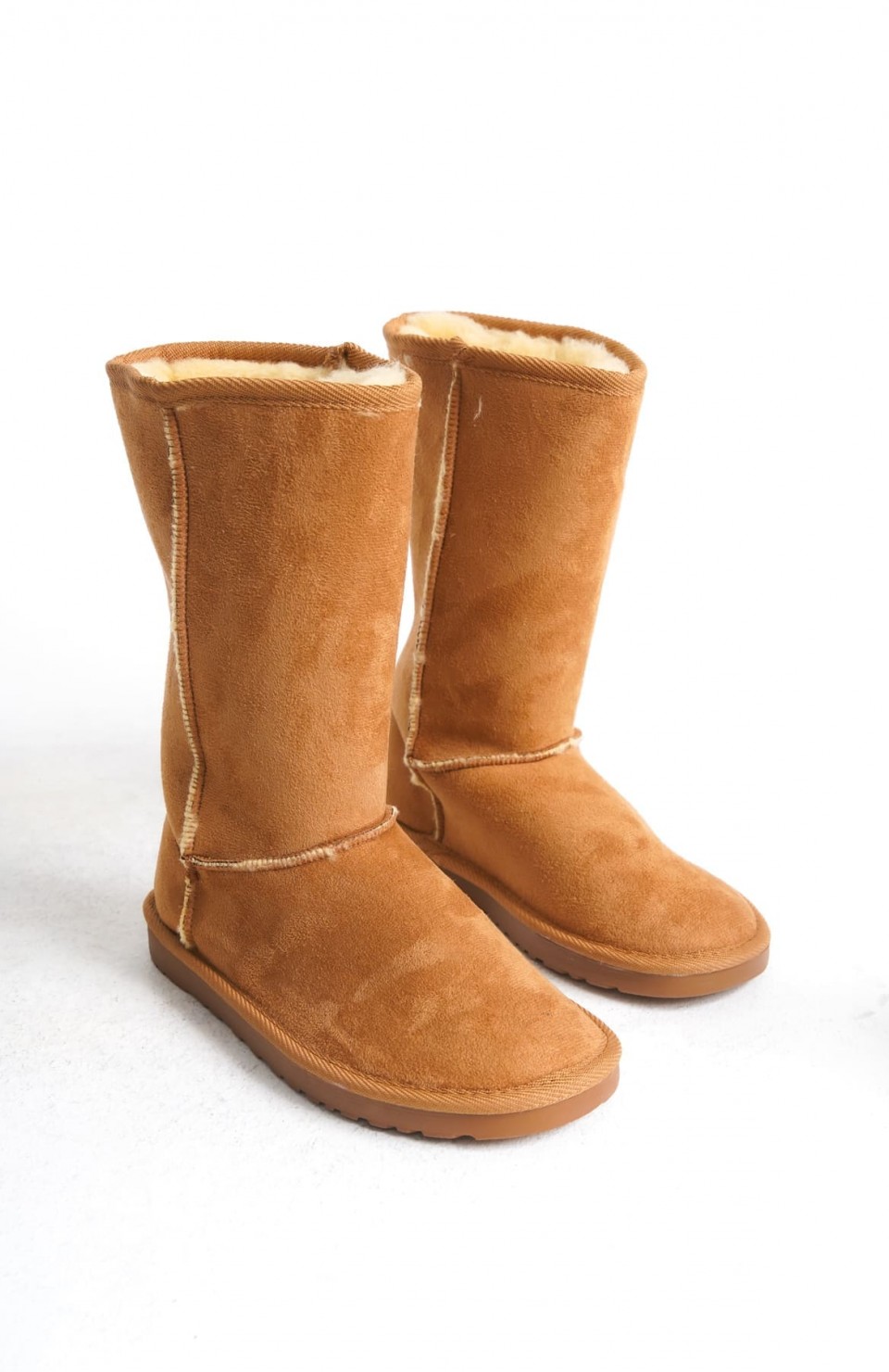 FREYA Bağcıksız Düz Taban İçi Kürklü Süet Kadın Bot  STT - Taba