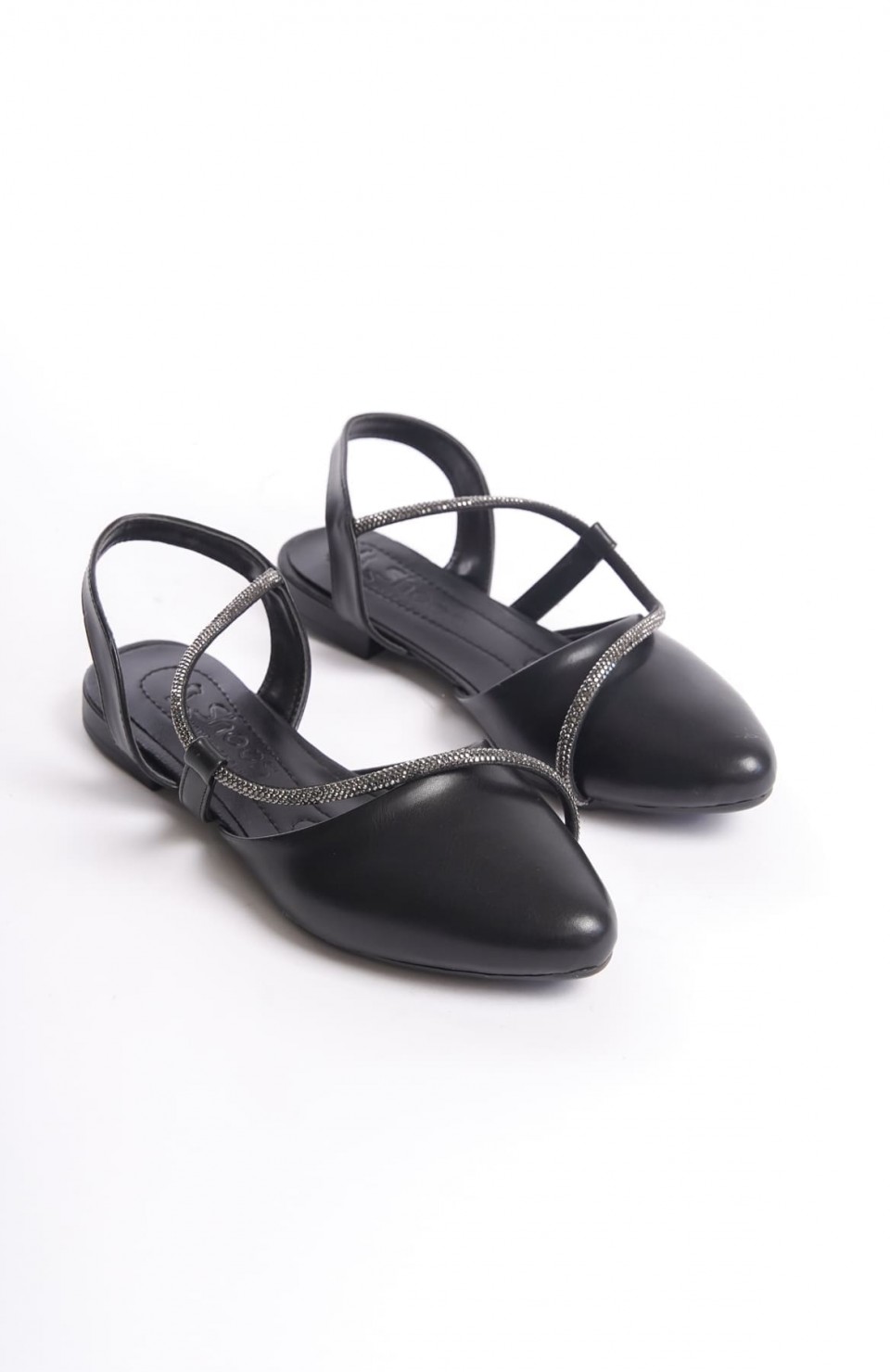 HANNAH Lastikli Ortopedik Rahat Taban Taş Detaylı Kadın Babet Ayakkabı  CST - Siyah