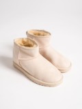 JOLIE Bağcıksız Düz Taban İçi Kürklü Kısa Süet Kadın Bot SKT - Krem
