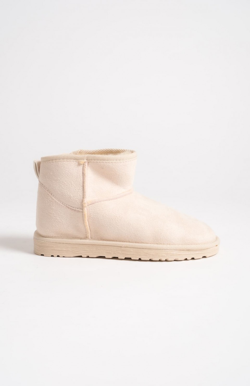 JOLIE Bağcıksız Düz Taban İçi Kürklü Kısa Süet Kadın Bot SKT - Krem