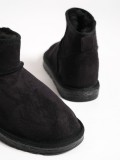 JOLIE Bağcıksız Düz Taban İçi Kürklü Kısa Süet Kadın Bot SST - Siyah