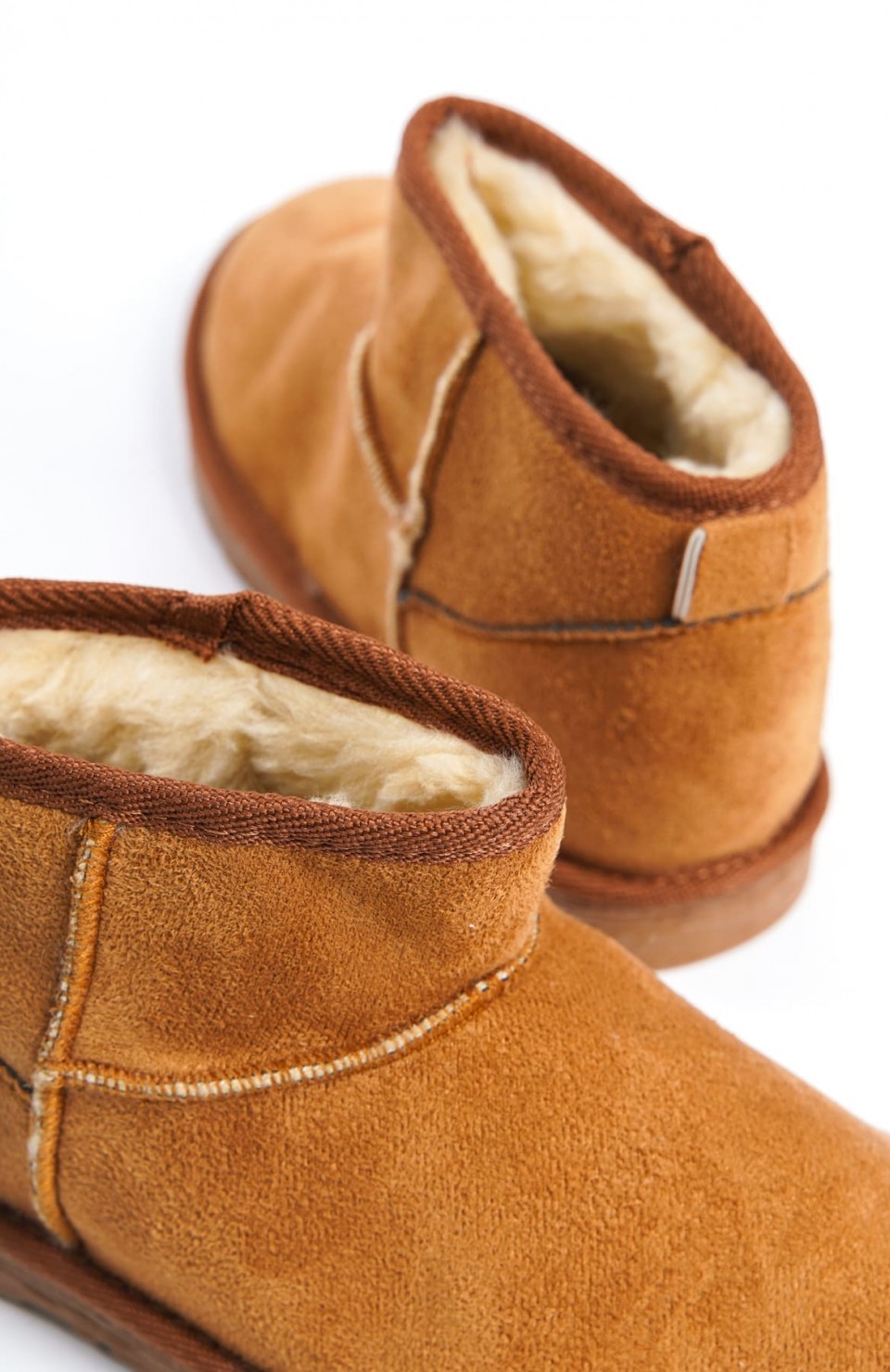 JOLIE Bağcıksız Düz Taban İçi Kürklü Kısa Süet Kadın Bot  STT - Taba