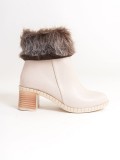 JULIA Fermuarlı Ortopedik Taban Tüylü Topuklu Kadın Bot CKT - Krem