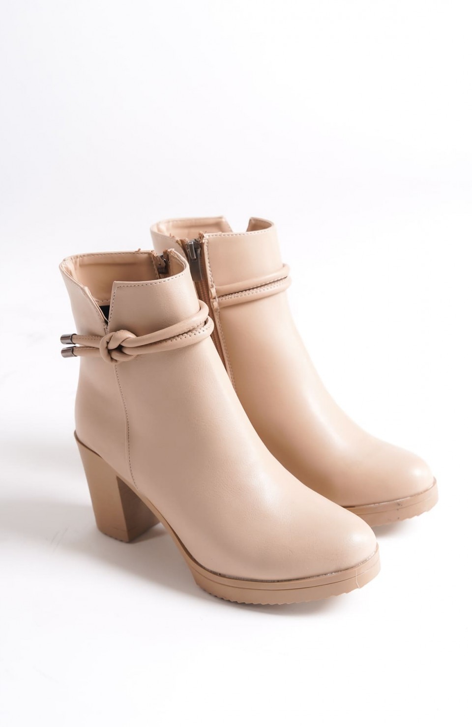 JULY Fermuarlı Ortopedik Taban Topuklu Kadın Bot CTT - Ten