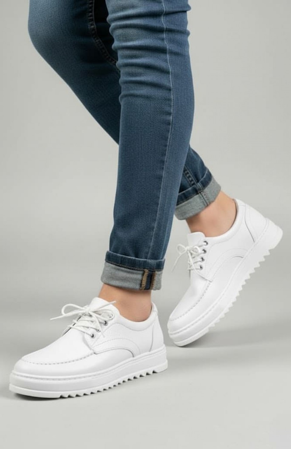 JY-T12x Arts Bağcıklı Cilt Erkek Günlük Spor Klasik Ayakkabı CBT - Beyaz