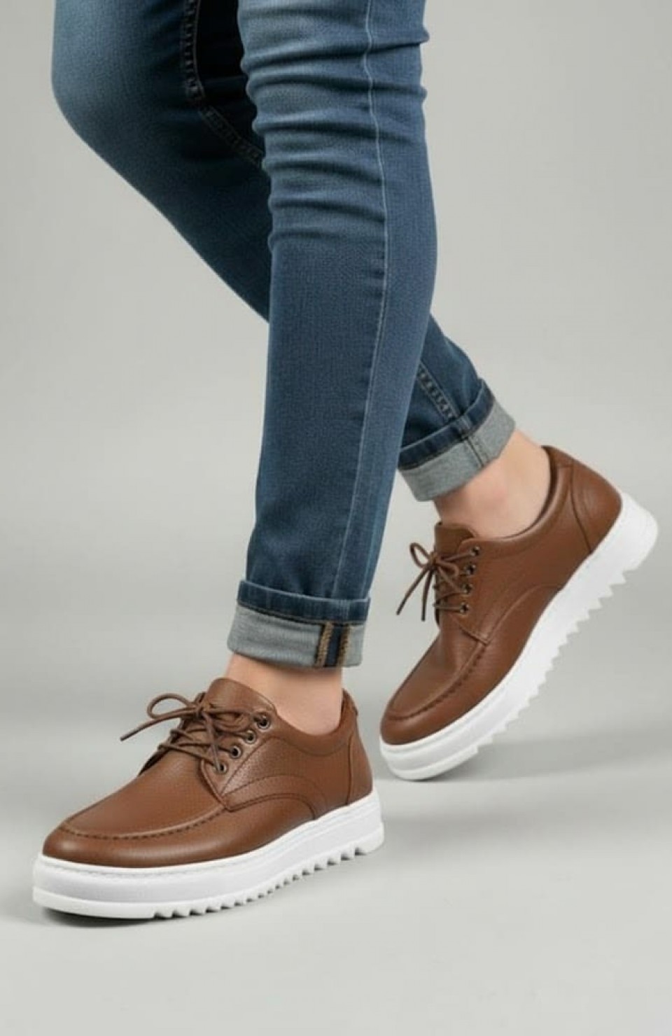 JY-T12x Arts Bağcıklı Cilt Erkek Günlük Spor Klasik Ayakkabı CBT - Taba