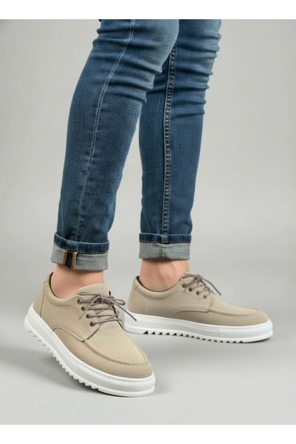 JY-T12x Arts Bağcıklı Süet Erkek Günlük Spor Klasik Ayakkabı SBT - Krem