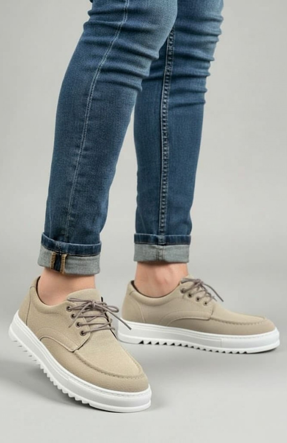 JY-T12x Arts Bağcıklı Süet Erkek Günlük Spor Klasik Ayakkabı SBT - Krem