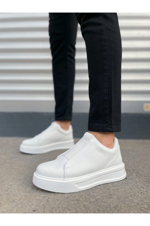 JY007 Alba Bağcıksız Cilt Erkek Günlük Sneaker Ayakkabı CBT Beyaz