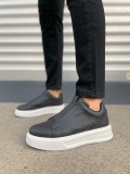 JY007 Alba Bağcıksız Cilt Erkek Günlük Sneaker Ayakkabı CBT Siyah