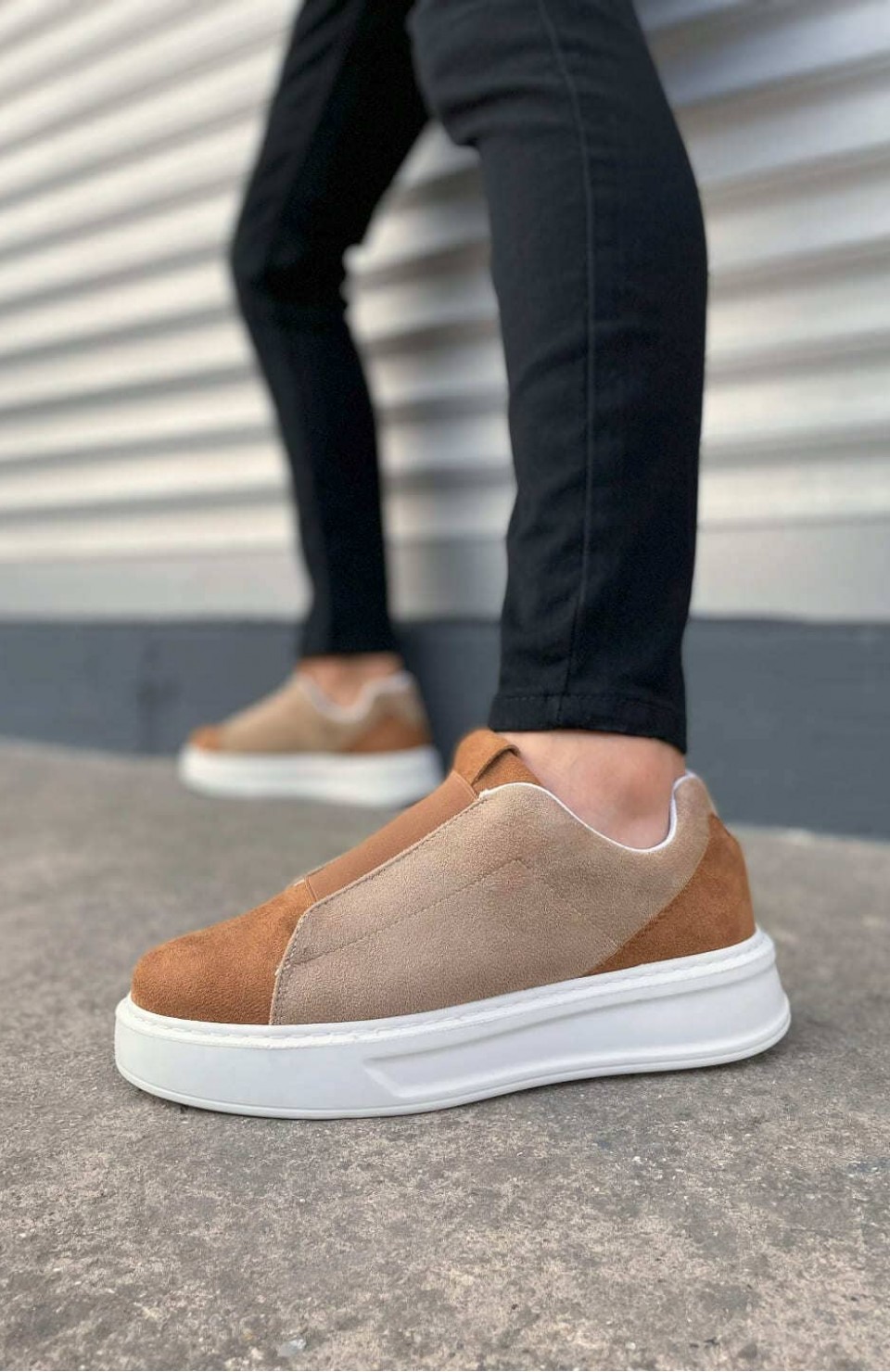 JY007 Alba Bağcıksız Süet Erkek Günlük Sneaker Ayakkabı SBT Taba/Vizon