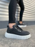 JY010 Cloud Bağcıklı Cilt Erkek Günlük Sneaker Ayakkabı CBT - Siyah