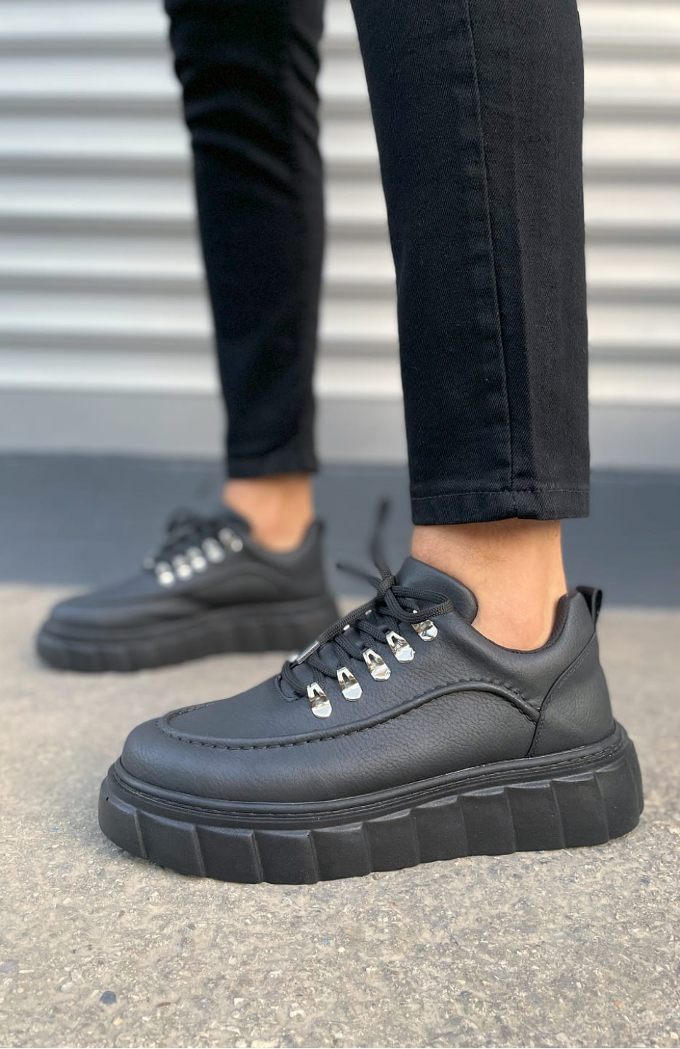 JY010 Cloud Bağcıklı Cilt Erkek Günlük Sneaker Ayakkabı CST - Siyah Somersan Giyim | Kadın, Erkek ve Çocuk Moda