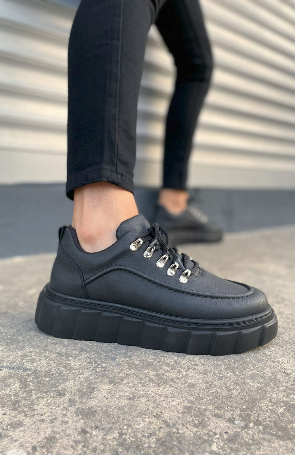 JY010 Cloud Bağcıklı Cilt Erkek Günlük Sneaker Ayakkabı CST - Siyah Somersan Giyim | Kadın, Erkek ve Çocuk Moda