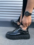 JY010 Cloud Bağcıklı Rugan Erkek Günlük Sneaker Ayakkabı RST - Siyah