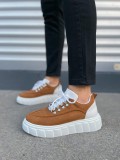 JY010 Cloud Bağcıklı Süet Erkek Günlük Sneaker Ayakkabı SBT - Taba/Beyaz
