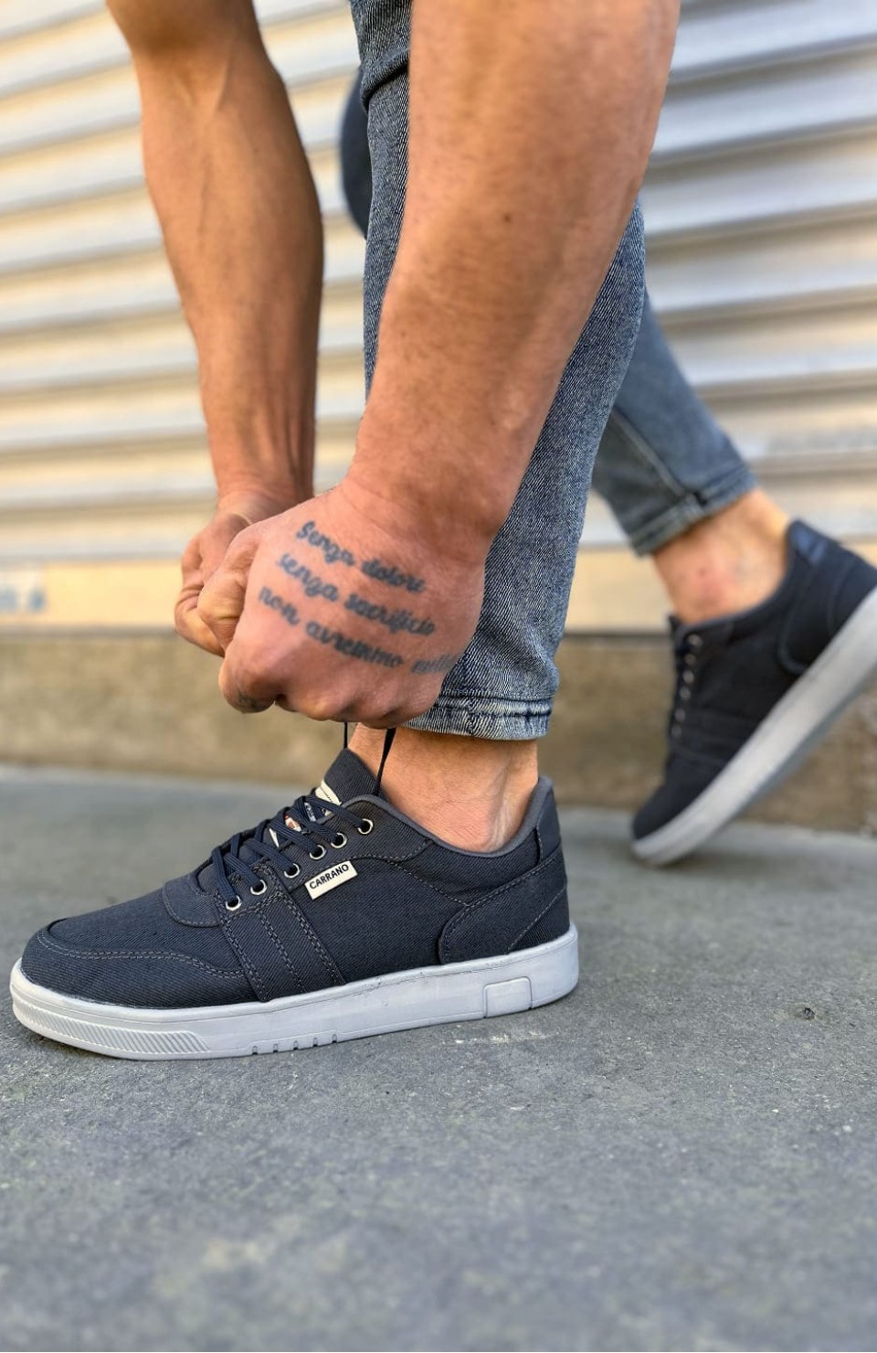 JY0118 REX Bağcıklı Keten Kumaş Erkek Günlük Sneaker Ayakkabı KGT - Füme