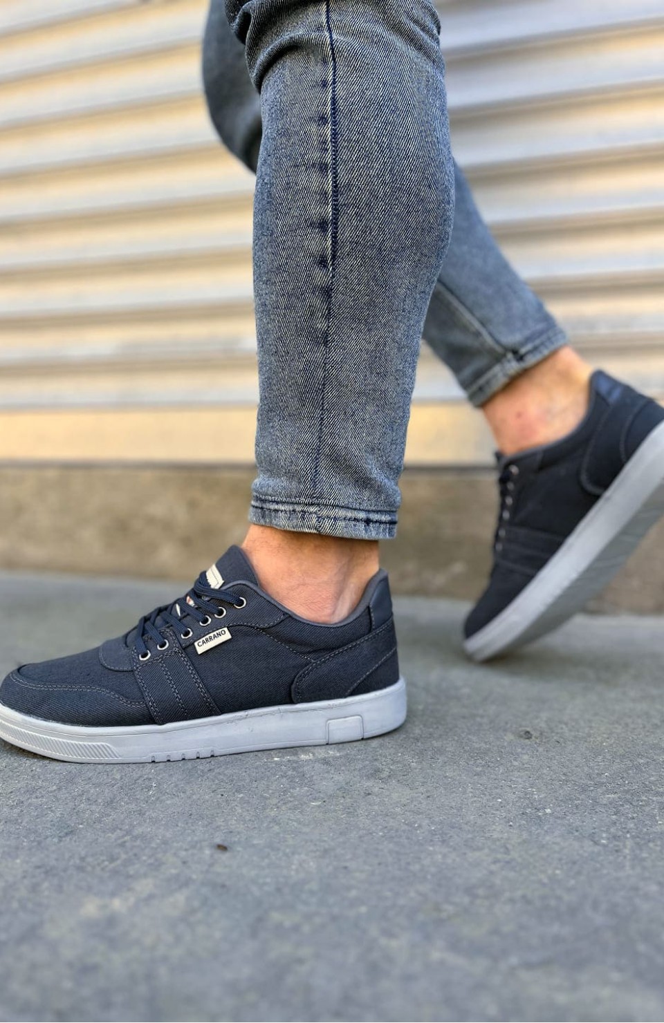 JY0118 REX Bağcıklı Keten Kumaş Erkek Günlük Sneaker Ayakkabı KGT - Füme