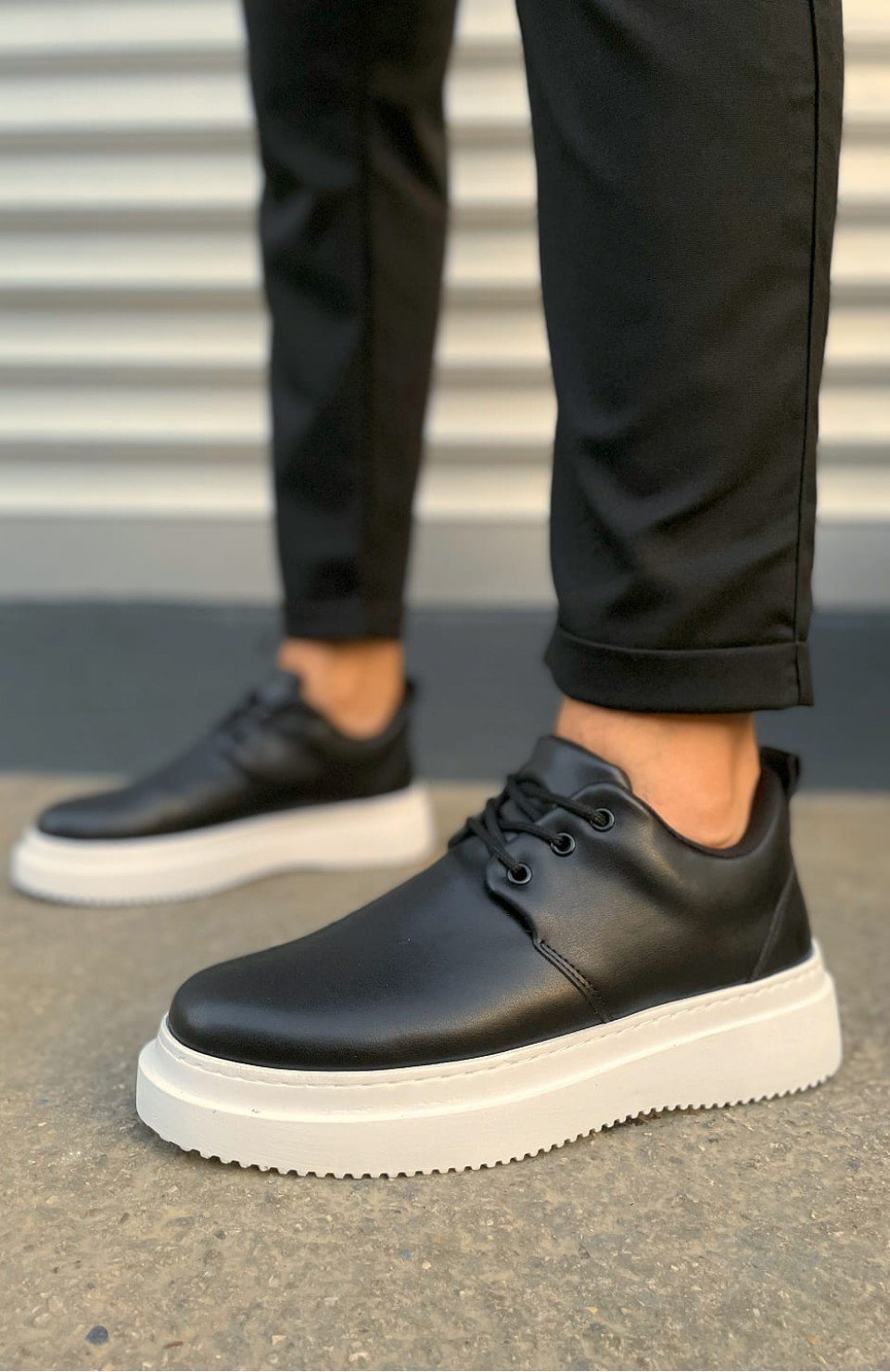 JY03 Luxor Bağcıklı Cilt Erkek Günlük Spor Klasik Ayakkabı CBT - Siyah