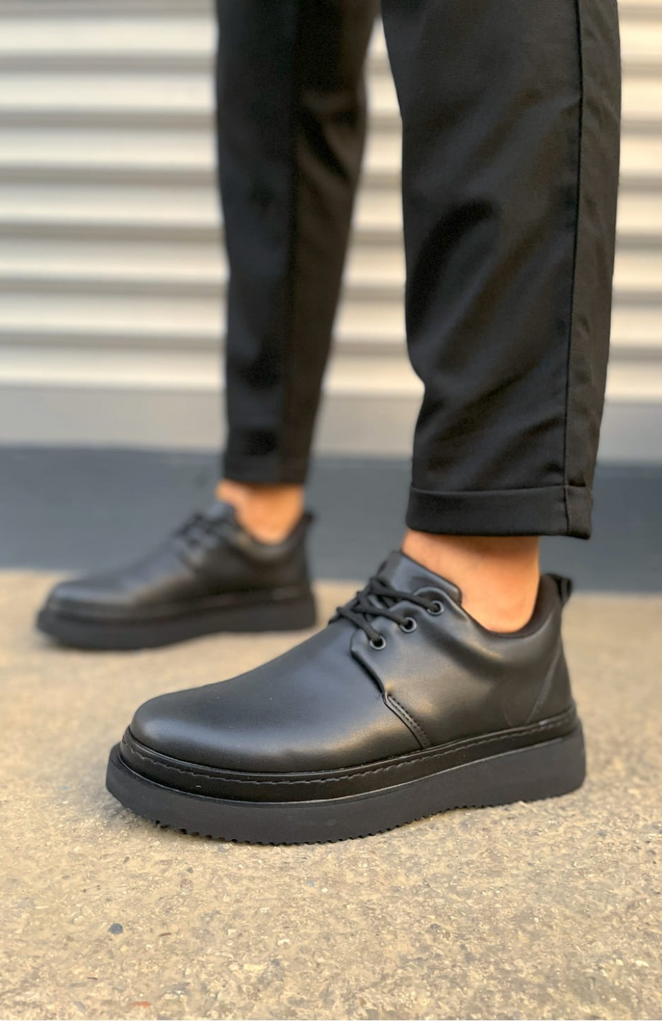 JY03 Luxor Bağcıklı Cilt Erkek Günlük Spor Klasik Ayakkabı CST - Siyah