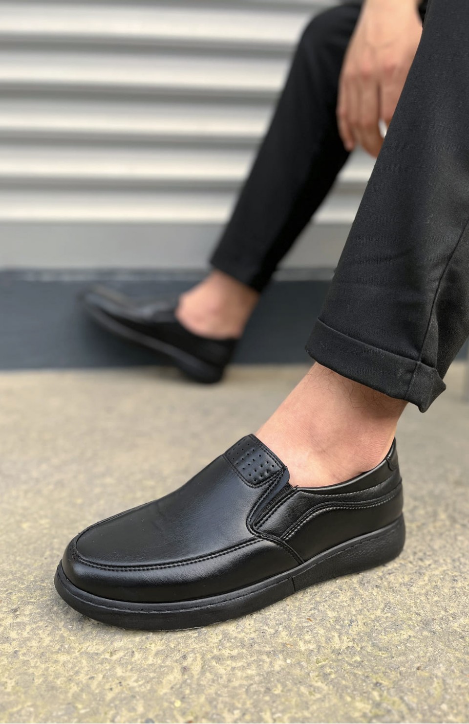 JY0410 Classique Bağcıksız Cilt Erkek Günlük Klasik Ayakkabı CST - Siyah