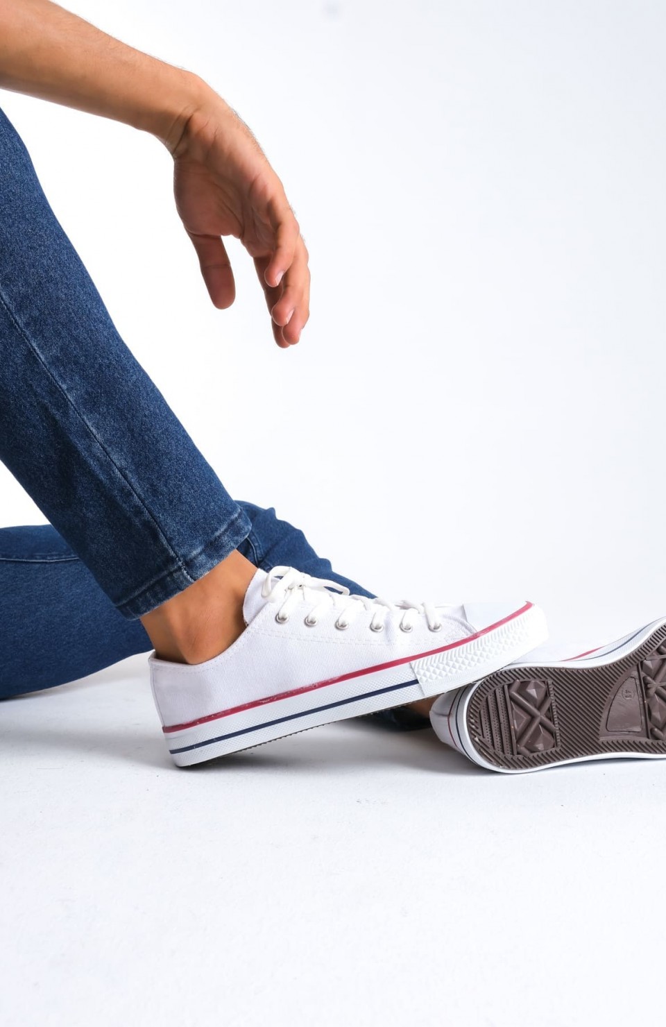 JY0422 Luke Bağcıklı Keten Kumaş Erkek Günlük Sneaker Ayakkabı KBT - Beyaz